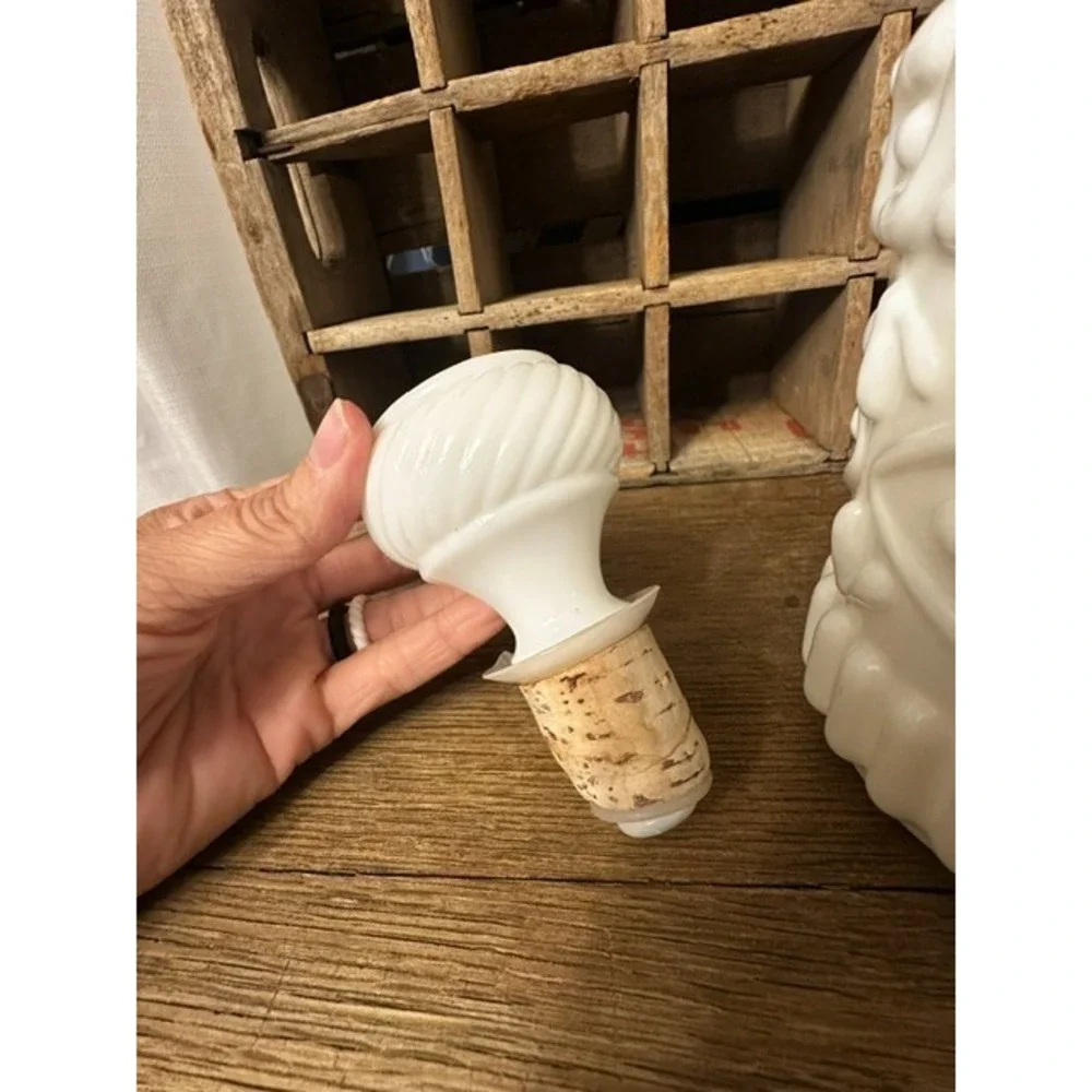 Vintage Jim Beam White Milk Glass Liquor Decanter